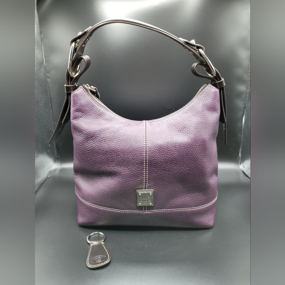 Dooney & Bourke Gracie Pebble Leather Plum Purple Shoulder Bag Purse Key Ring